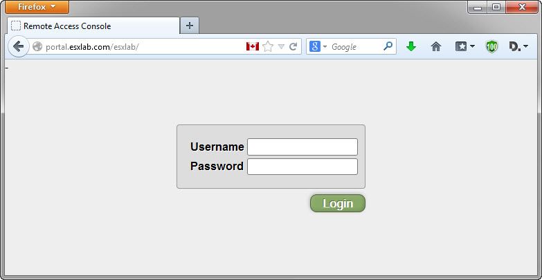 ESXLab Remote Lab Access Web Portal Login
